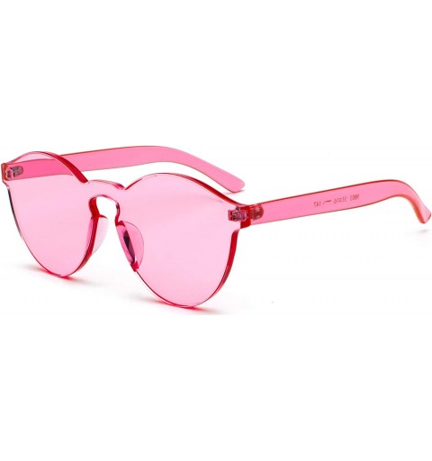 Rimless One Piece Rimless Sunglasses Transparent Colorful Tinted Eyewear - Pink - CP18TQA3D6A $10.31