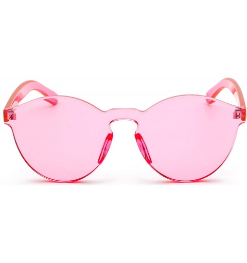 Rimless One Piece Rimless Sunglasses Transparent Colorful Tinted Eyewear - Pink - CP18TQA3D6A $10.31