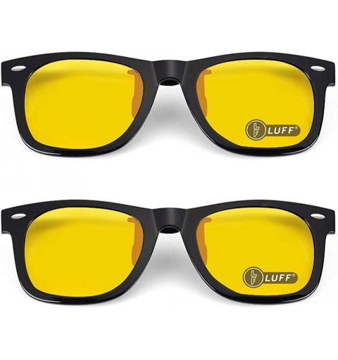 Oval 2-Pack Clip-on Sunglasses/Night Vision Glasses Flip Up UV 400 for Outdoor - Yellow-yellow - CX18Z0HCYDQ $35.26