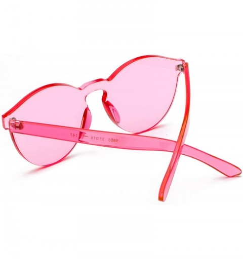Rimless One Piece Rimless Sunglasses Transparent Colorful Tinted Eyewear - Pink - CP18TQA3D6A $10.31