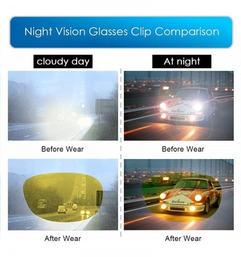 Oval 2-Pack Clip-on Sunglasses/Night Vision Glasses Flip Up UV 400 for Outdoor - Yellow-yellow - CX18Z0HCYDQ $20.82