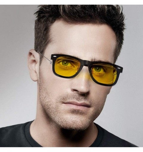 Oval 2-Pack Clip-on Sunglasses/Night Vision Glasses Flip Up UV 400 for Outdoor - Yellow-yellow - CX18Z0HCYDQ $20.82