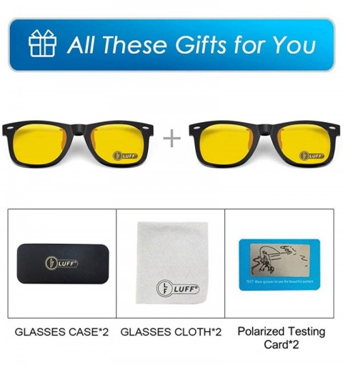 Oval 2-Pack Clip-on Sunglasses/Night Vision Glasses Flip Up UV 400 for Outdoor - Yellow-yellow - CX18Z0HCYDQ $20.82