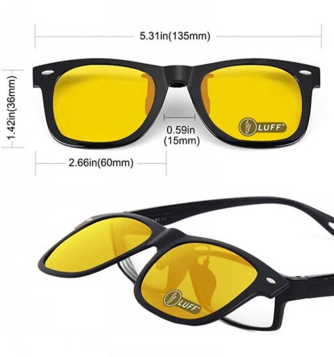 Oval 2-Pack Clip-on Sunglasses/Night Vision Glasses Flip Up UV 400 for Outdoor - Yellow-yellow - CX18Z0HCYDQ $20.82