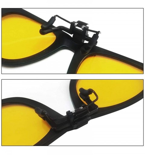 Oval 2-Pack Clip-on Sunglasses/Night Vision Glasses Flip Up UV 400 for Outdoor - Yellow-yellow - CX18Z0HCYDQ $20.82