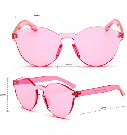 Rimless One Piece Rimless Sunglasses Transparent Colorful Tinted Eyewear - Pink - CP18TQA3D6A $10.31