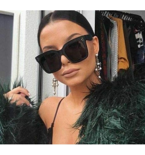 Goggle Oversized Women Sunglasses Squared Frame Tinted Lens Stylish Fashion - Black Frame/ Gradient Lens - CC193DEQ505 $10.85