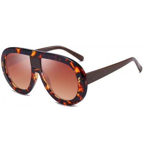 Rectangular Unisex Fashion Oversized Plastic Lenses Sunglasses UV400 - Brown - CJ18NNI8IWX $8.17