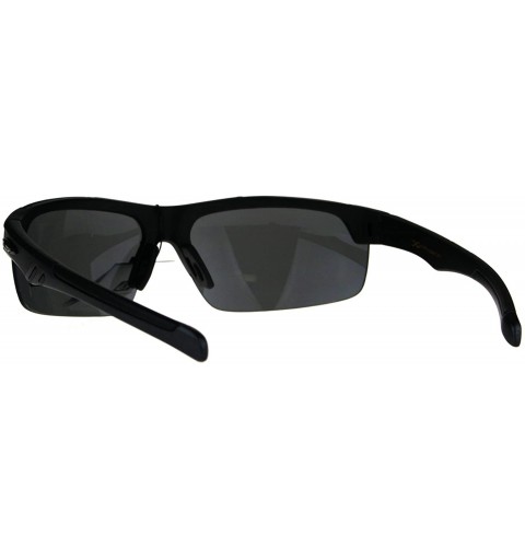 Wrap Xloop Sunglasses Mens Wrap Half Rim Sports Fashion Light Weight UV 400 - Black - C81802NOM5R $12.37