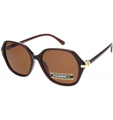 Butterfly Polarized Womens 90s Metal Jewel Hinge Plastic Butterfly Sunglasses - Brown Gold Solid Brown - C018ONM9DI7 $12.05