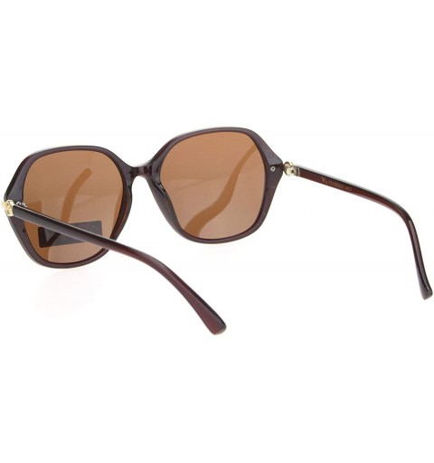 Butterfly Polarized Womens 90s Metal Jewel Hinge Plastic Butterfly Sunglasses - Brown Gold Solid Brown - C018ONM9DI7 $12.05
