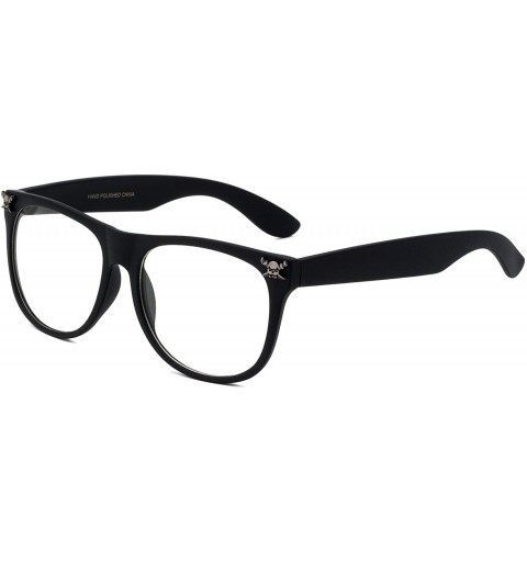 Square Classic Clear Lens Skull Sunglasses - Black Matte - C8196XDRHAT $28.28
