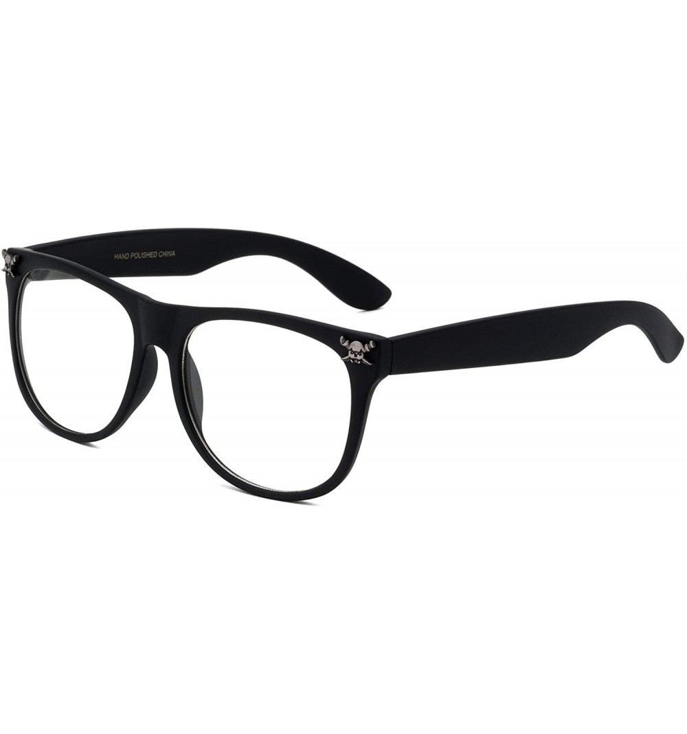 Square Classic Clear Lens Skull Sunglasses - Black Matte - C8196XDRHAT $11.17