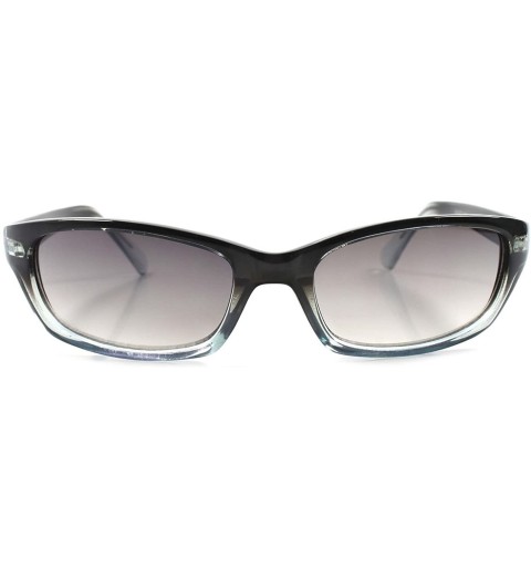 Rectangular Classic Stylish Dapper Two Tone Frame Mens Rectangle Sunglasses - Black & Light Blue - CR1896DY05G $11.69