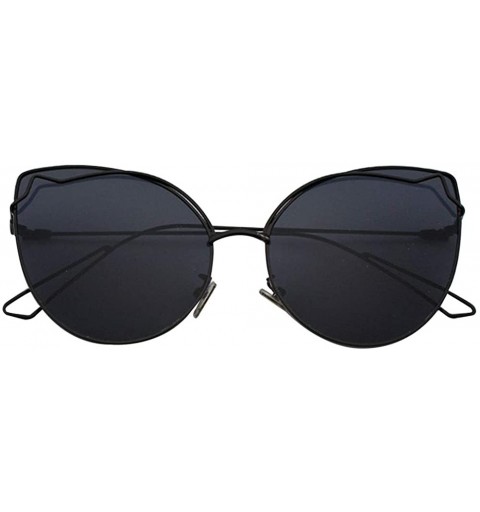 Cat Eye Women Vintage Cat Eye Sunglasses UV400 Metal Frame Sunglasses Eyewear - Black-black - CK1974LZG56 $11.83