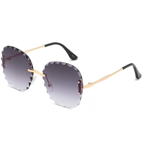 Rimless Rimless Sunglasses Protection Glasses - Gray - C218UL3774K $14.09