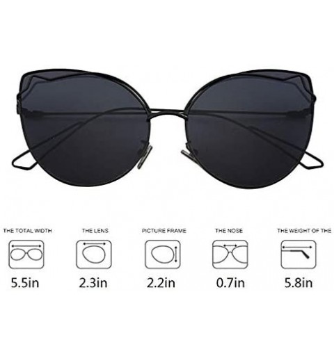 Cat Eye Women Vintage Cat Eye Sunglasses UV400 Metal Frame Sunglasses Eyewear - Black-black - CK1974LZG56 $11.83